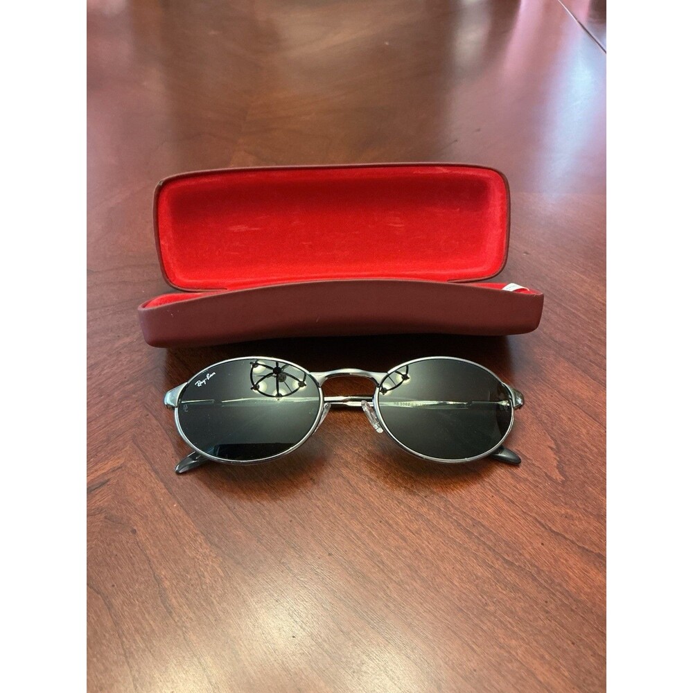 Vintage B&L Ray-Ban RB3002 W2839 Oval Sunglasses Gunmetal Chrome w/ Case 19